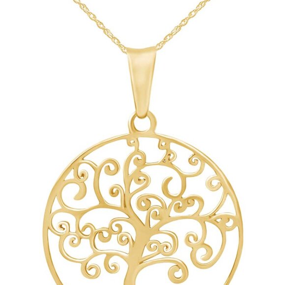 Tree of Life Pendant Necklace Elegant Minimal Chic Sterling Silver Gold Overlay